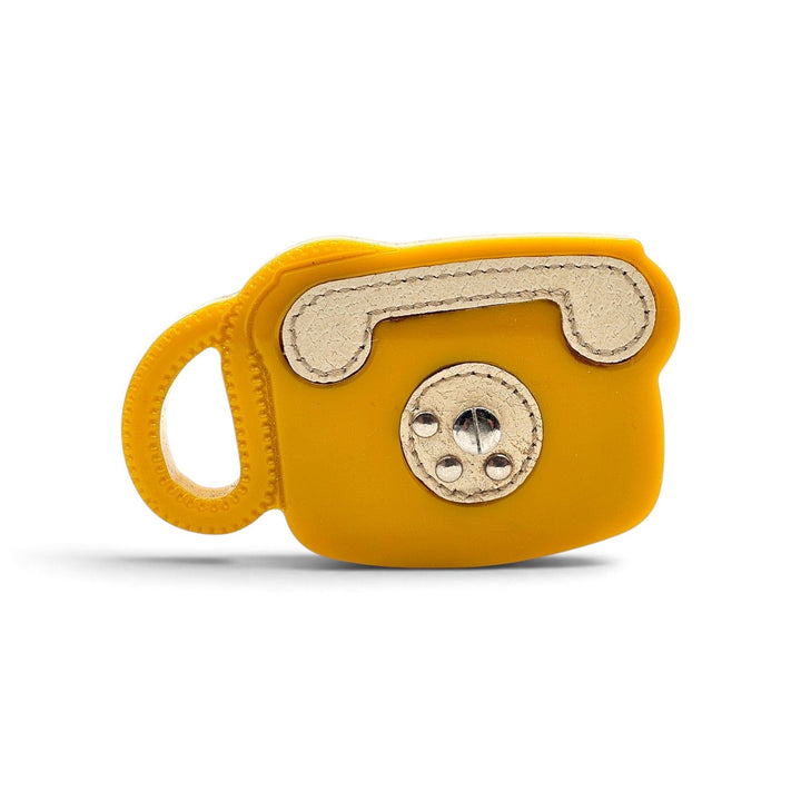 Prada Vintage Telephone Brooch Resin Leather Yellow 2AJ376 1RE F0010