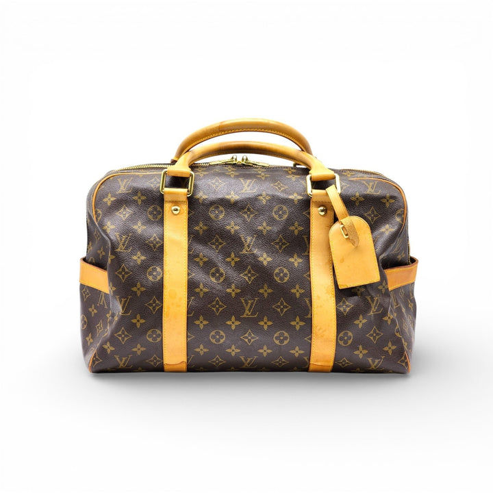Louis Vuitton Monogram Carryall Duffle Boston Bag Brown with lock, luggage tag