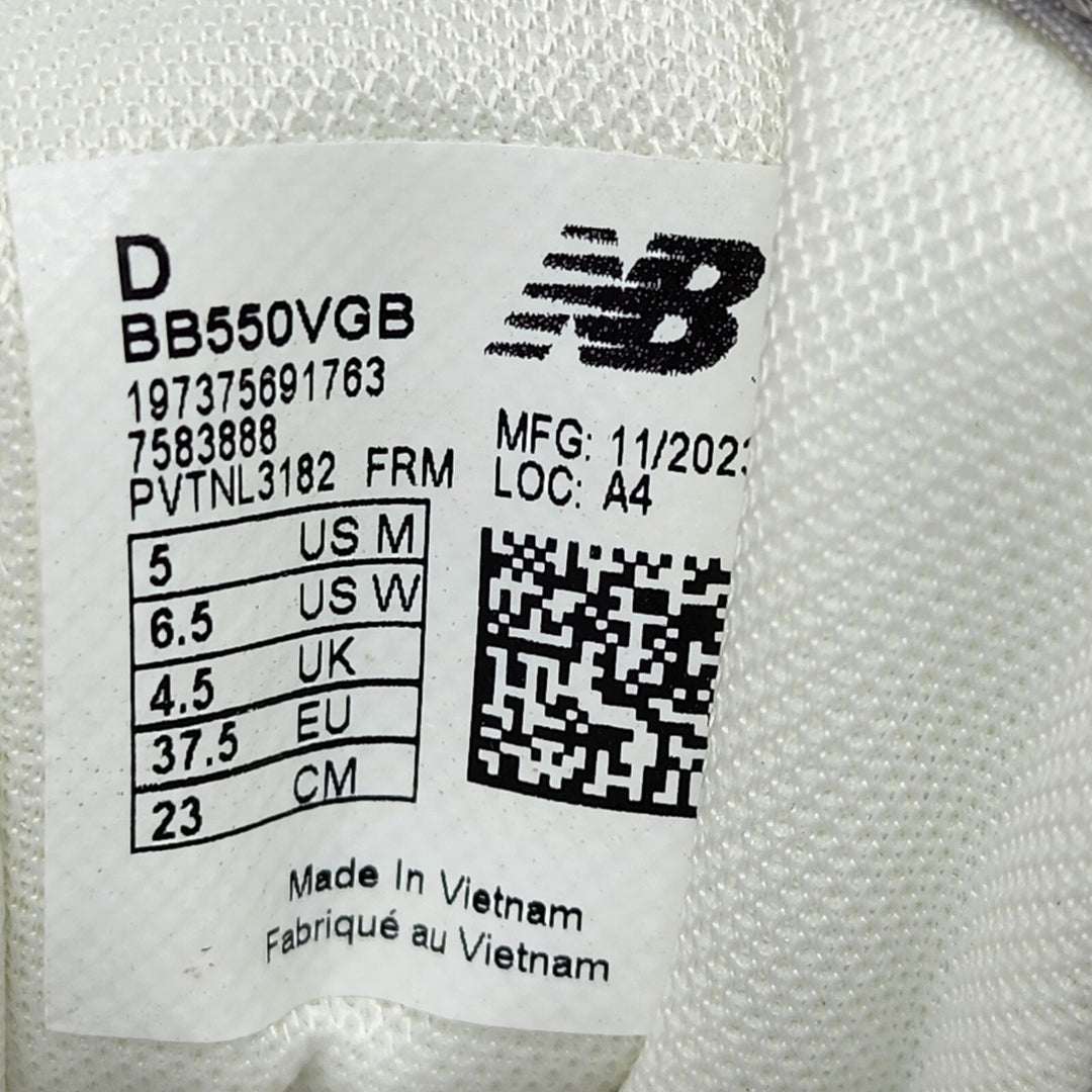 New Balance 550 BB550VGB White Grey Retro Shoes Sneakers 5M 6.5W