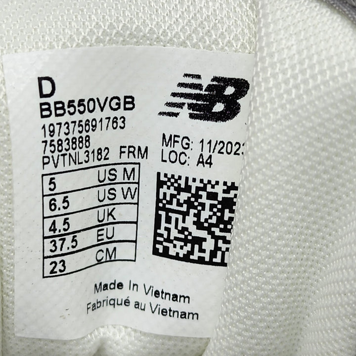 New Balance 550 BB550VGB White Grey Retro Shoes Sneakers 5M 6.5W