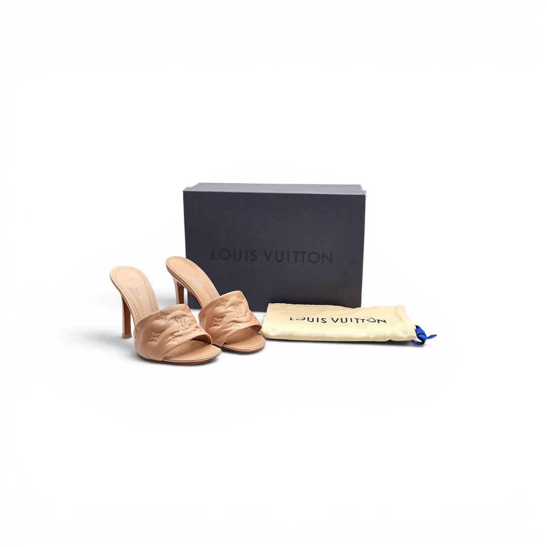 Louis Vuitton Revival Embossed Monogram Lambskin Leather Mules EU 36.5 US 6.5