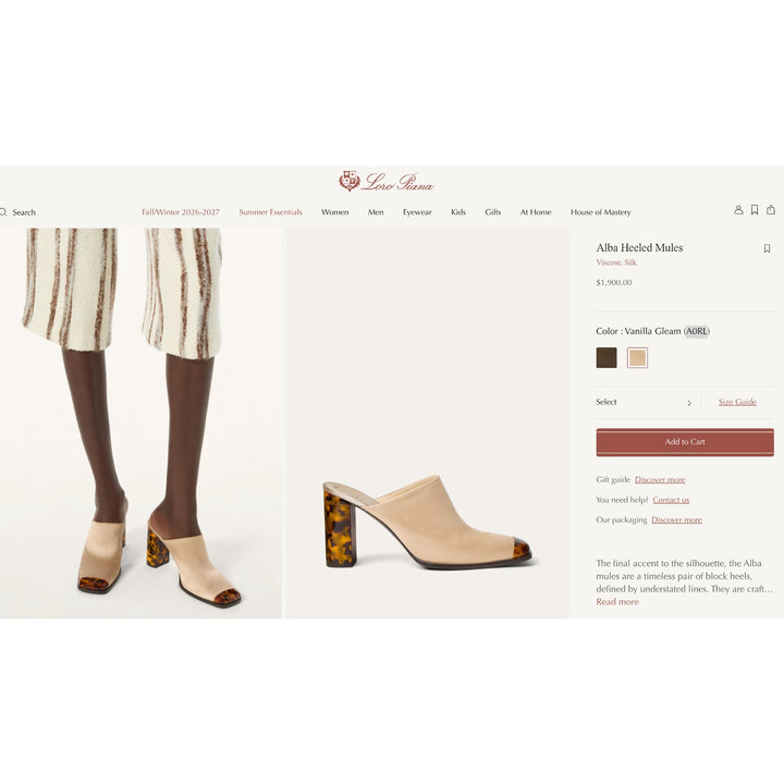 Loro Piana Alba Heeled Mules Vanilla Gleam FAR1163 A0RL EU 36 US 6 - NWOB $1900