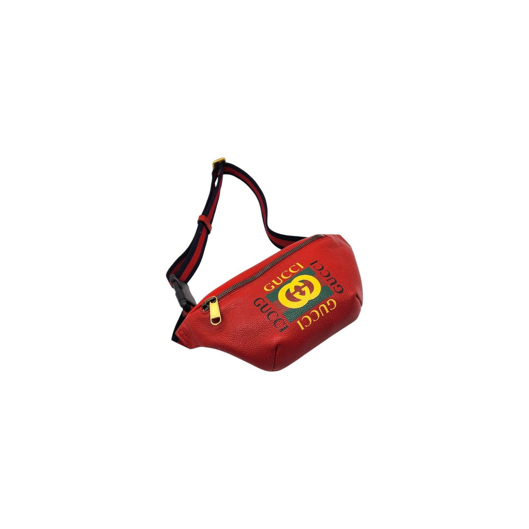 Gucci Logo Belt Bag Red Leather Waist Bag Crossbody Unisex 527792 204991