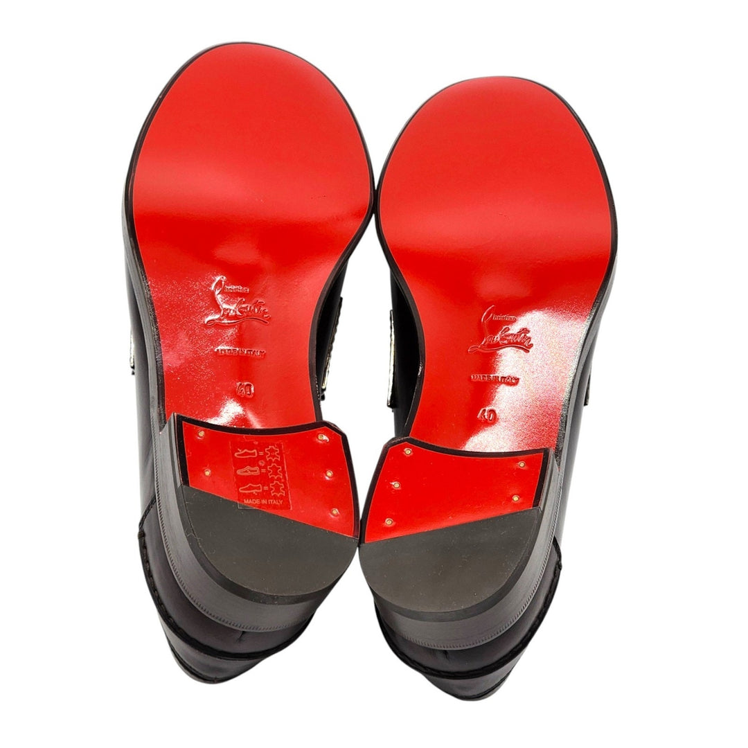 Christian Louboutin Leather Loafers with metal ornament Brown EU 40 US 7 - NWB