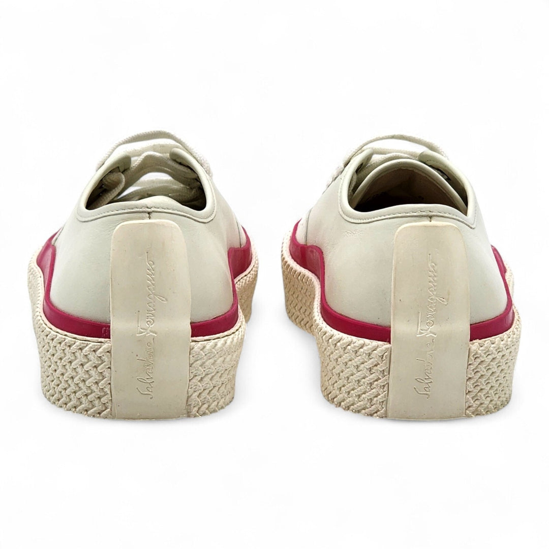 Salvatore Ferragamo Storm Women's Leather Sneakers White Red EU 38 US 8