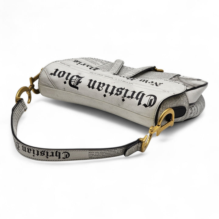 Christian Dior Saddle Bag Newspaper Print Limited Edition 2024 - White Black
