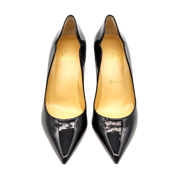 Christian Louboutin Hot Chick Patent Leather Kitten Heel Pumps Black