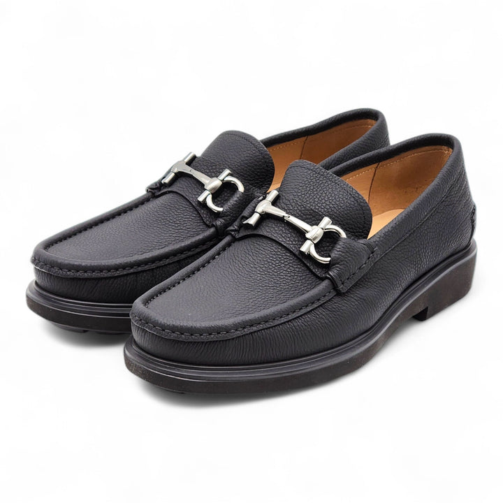 Salvatore Ferragamo Glasgow Calfskin Leather Loafers Black 7.5 EE US 8.5