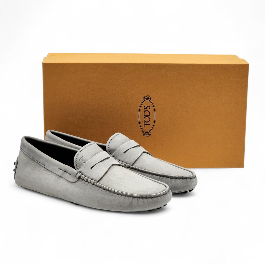 Tod's City Gommino Driving Penny Leather Loafers Gray UK 6 US 7.5