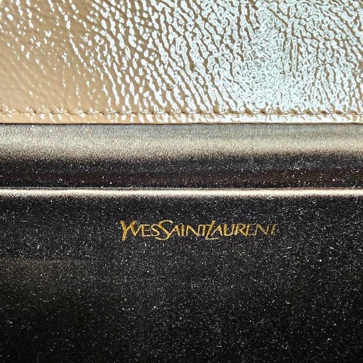 Yves Saint Laurent YSL Monogram Large Belle De Jour Clutch Brown Patent Leather