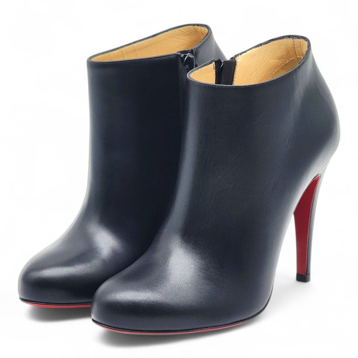 Christian Louboutin Belle 85 Leather Ankle Booties Black EU 37.5 US 7