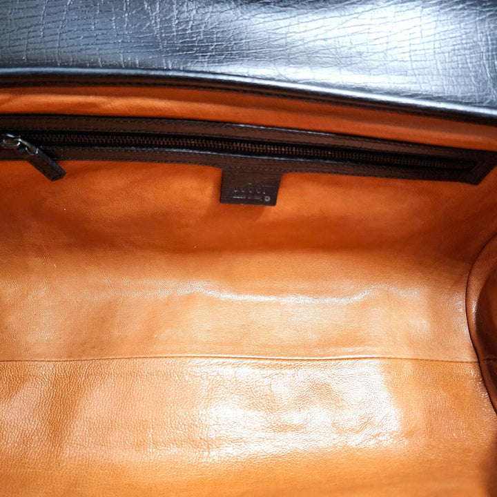 Gucci Bamboo Bullet Shoulder Bag 111715 1705 Black Leather Excellent