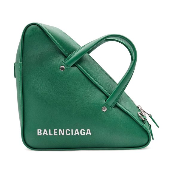 Balenciaga Triangle Leather Bag Green with 2 straps
