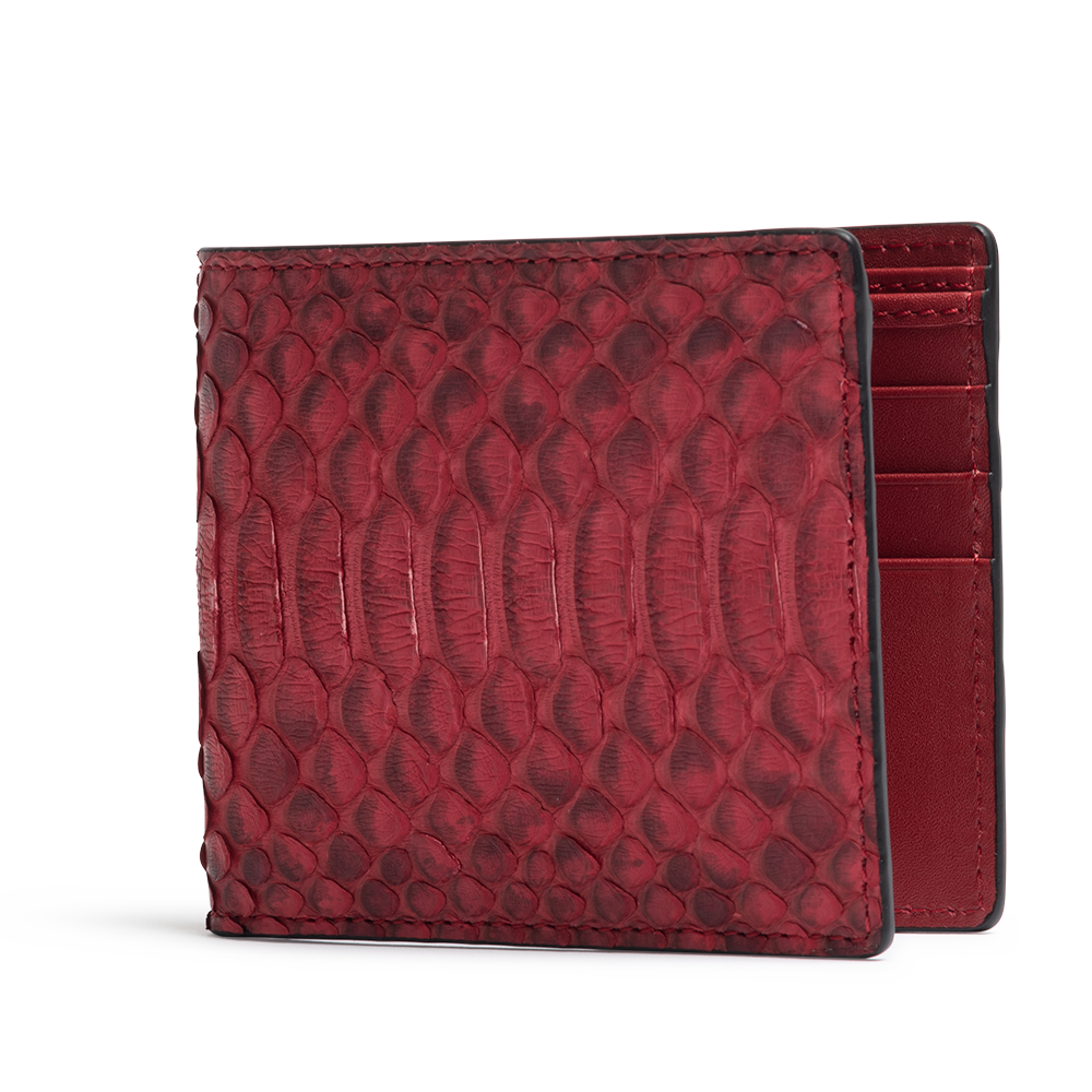 ROCKERTYPE Python Skin Bifold Wallet - Red