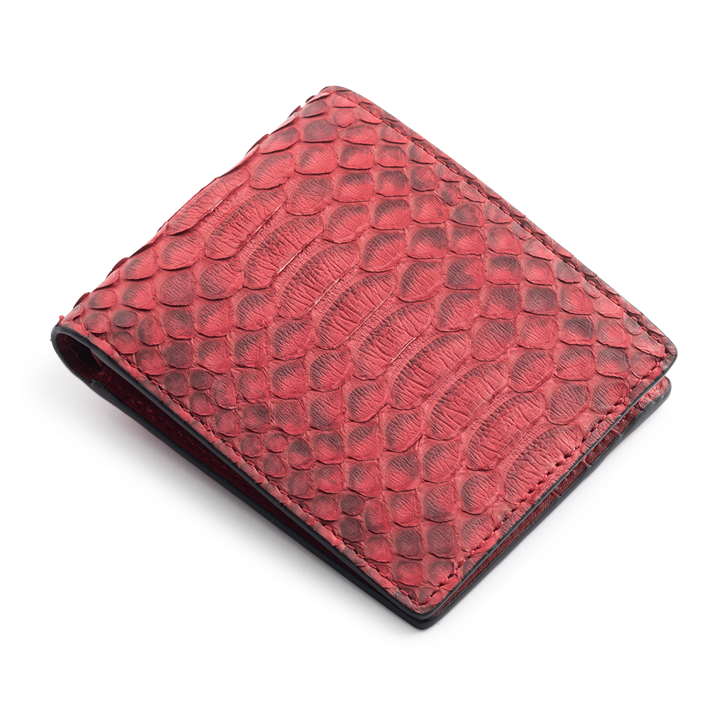 ROCKERTYPE Python Skin Bifold Wallet - Red