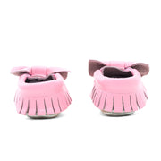 Baby Bow Leather Moccasins Pink/Gold
