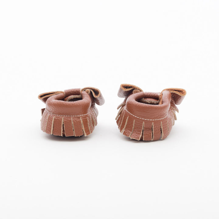 Ribbon Baby Leather Moccasins Brown Sugar