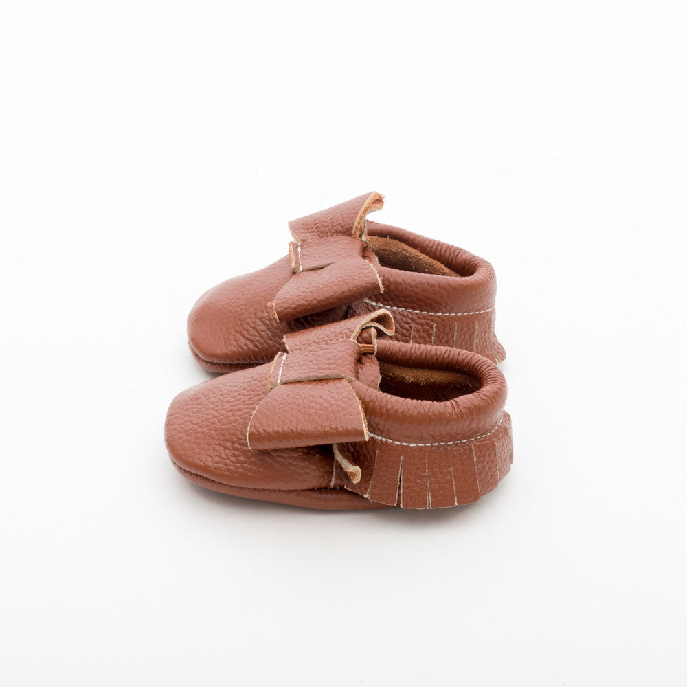 Ribbon Baby Leather Moccasins Brown Sugar