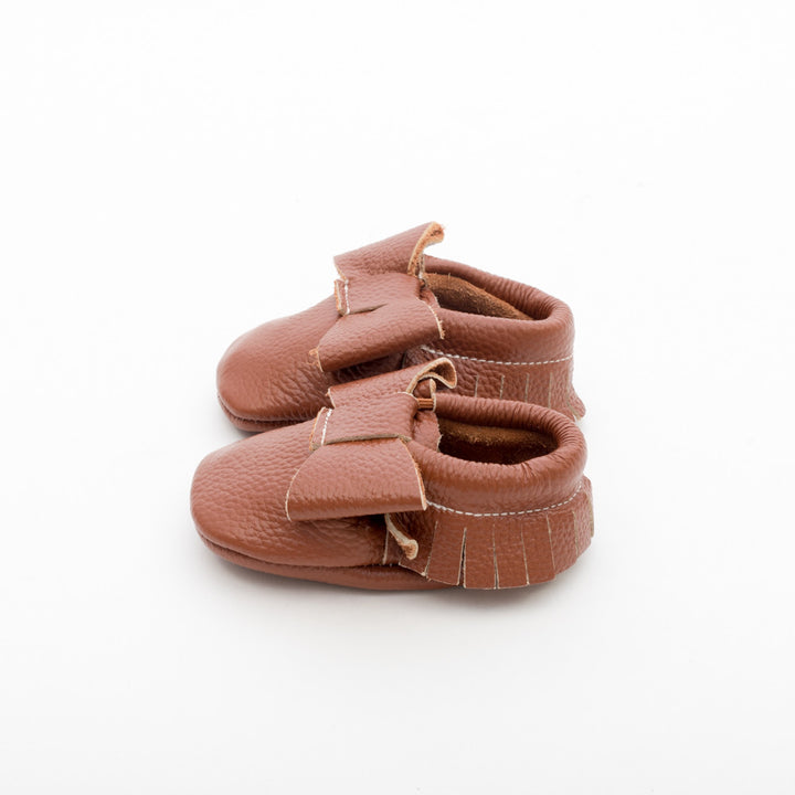Ribbon Baby Leather Moccasins Brown Sugar