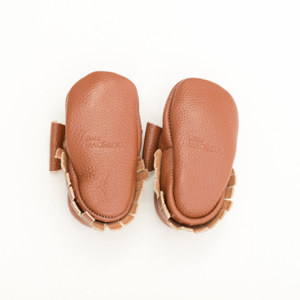 Ribbon Baby Leather Moccasins Brown Sugar