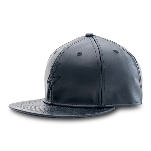 Rockertype Leather Baseball Hat Pitch Black