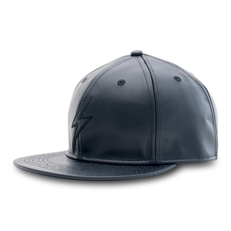 Rockertype Leather Baseball Hat Pitch Black