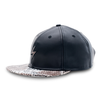 Rockertype Leather Baseball Hat Black/Python
