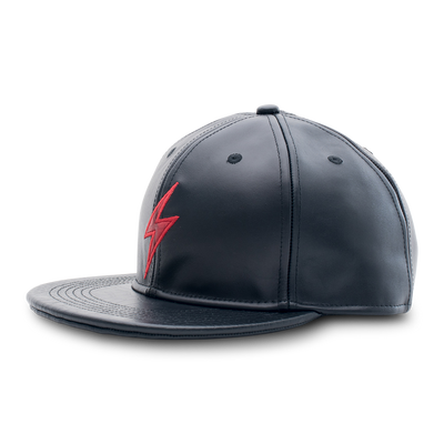Rockertype Leather Baseball Hat Black/Red