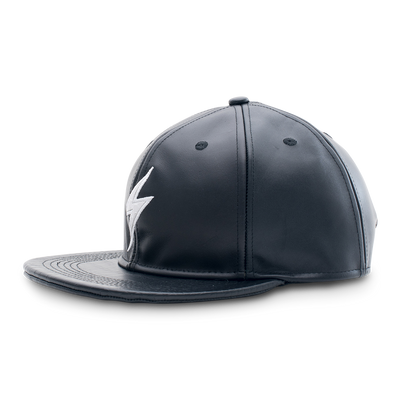 Rockertype Leather Baseball Hat Black/White