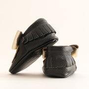 Bow Baby Mary Jane Leather Sandals Black/Gold
