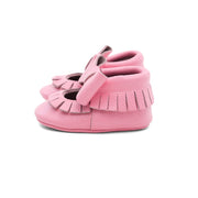 Mary Jane Leather Baby Moccasins Pink