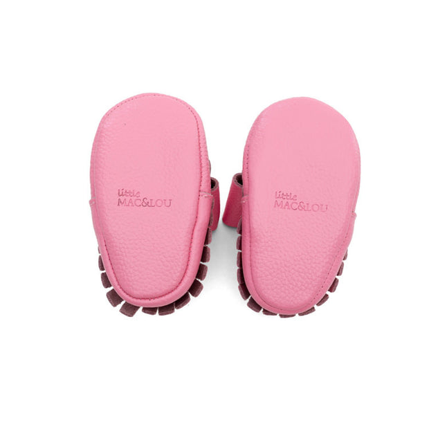 Mary Jane Leather Baby Moccasins Pink