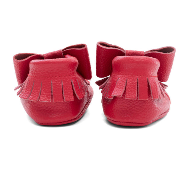 Mary Jane Leather Baby Moccasins Red