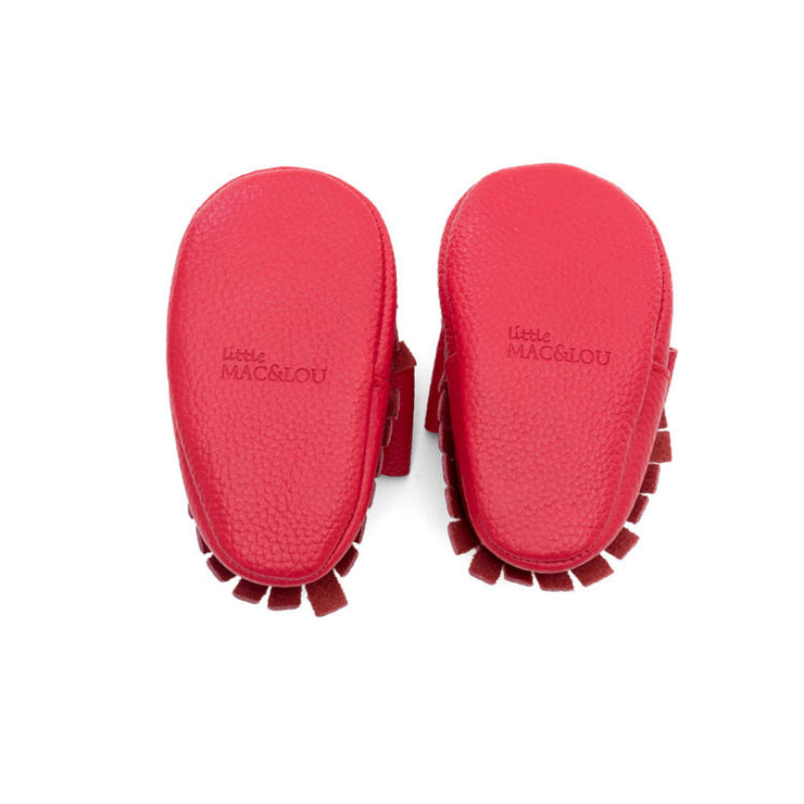 Mary Jane Leather Baby Moccasins Red