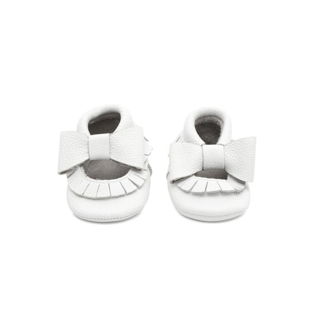 Mary Jane Leather Baby Moccasins White