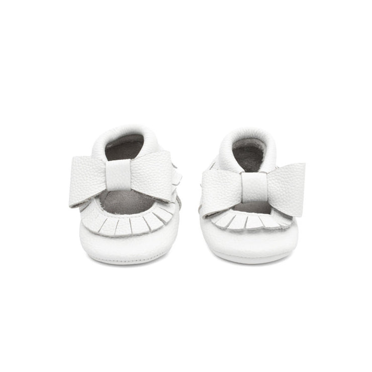 Mary Jane Leather Baby Moccasins White