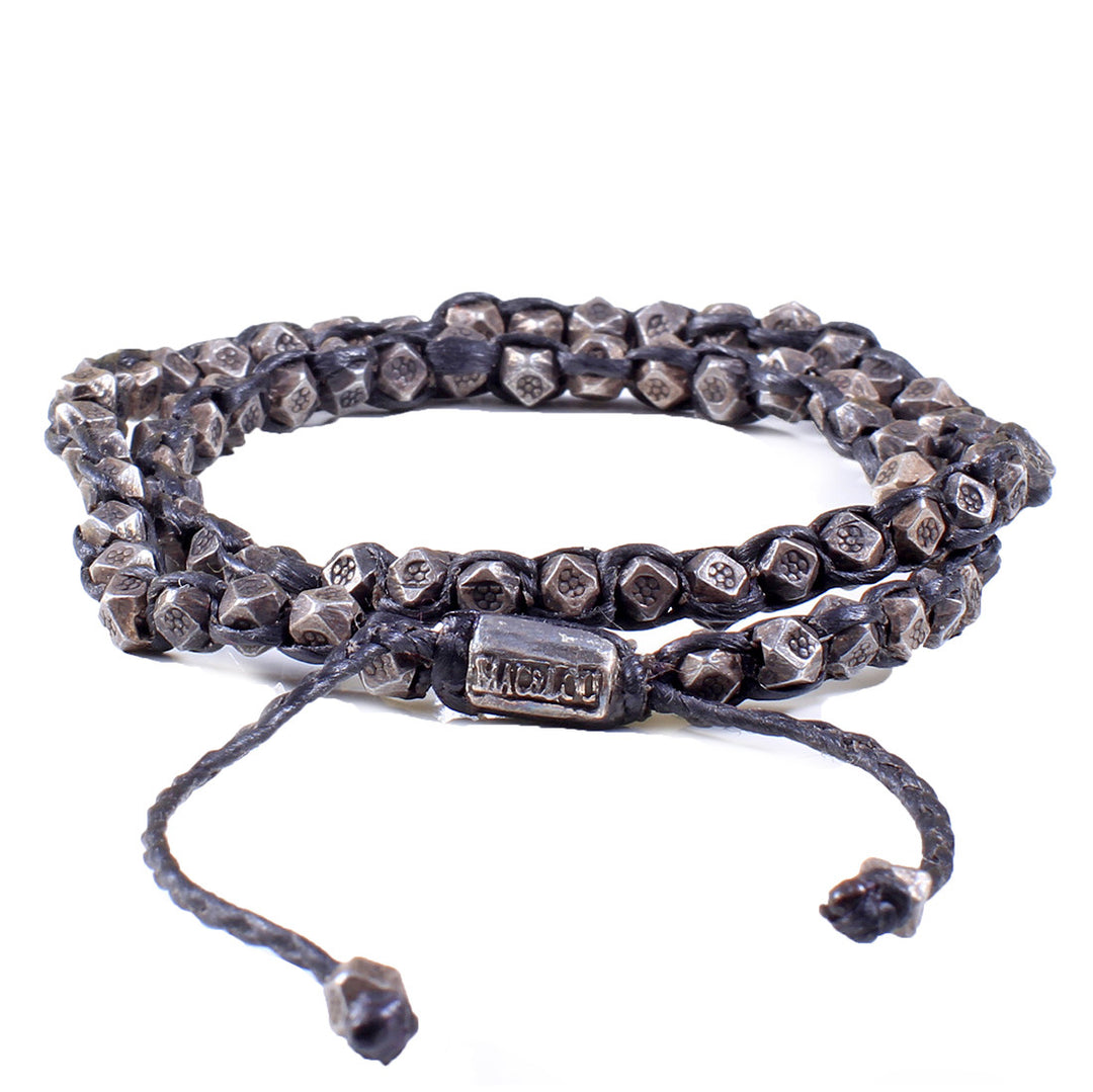Oxidized Silver Nugget 2-Layer Wrap Bracelet