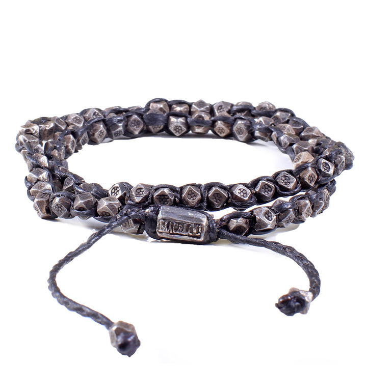 Oxidized Silver Nugget 2-Layer Wrap Bracelet