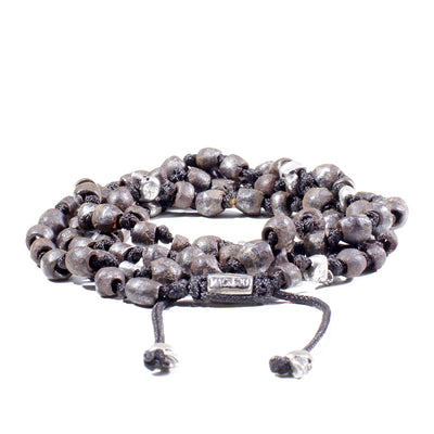 Hand-Knotted 4-Layer Iron & Silver Wrap Bracelet