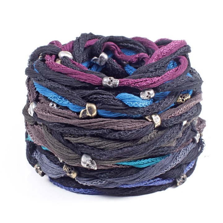 Silk & Skull Wrap Bracelet