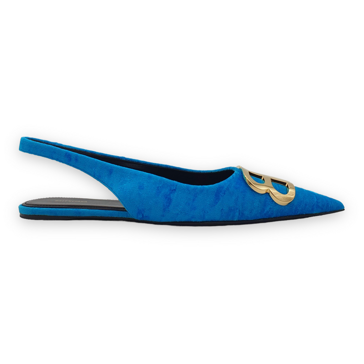 Balenciaga BB Knife Velvet Flats 'Blue'