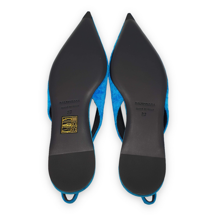 Balenciaga BB Knife Velvet Flats 'Blue'