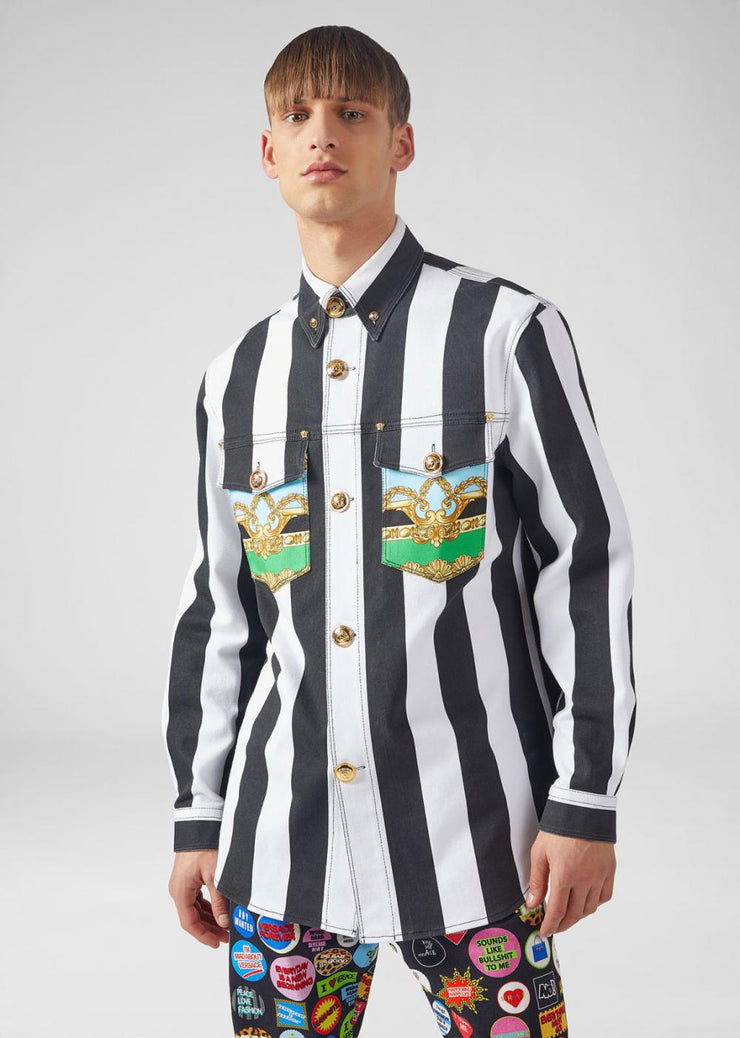Versace Barocco Stripped Shirt Jacket