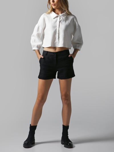 Visaltes Cropped Button-Up Blouse