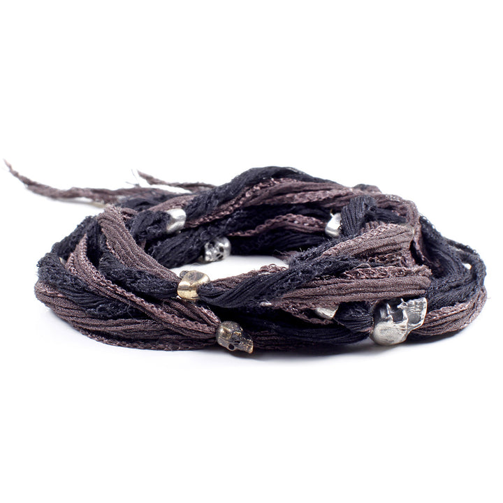 Silk & Skull Wrap Bracelet