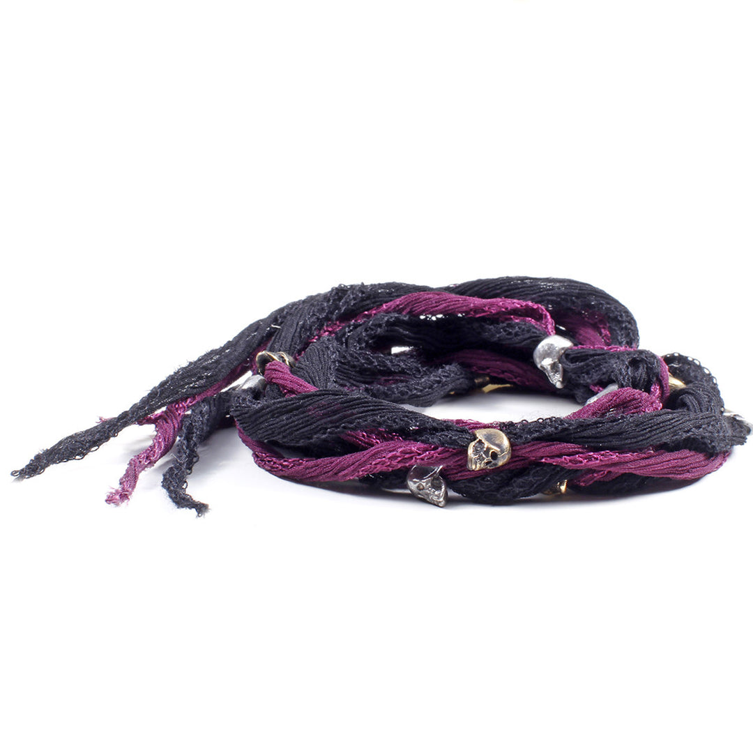 Silk & Skull Wrap Bracelet