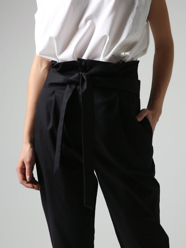 Belted Cropped Linen Pants