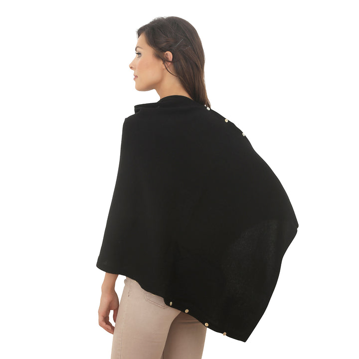 Cashmere Poncho Black